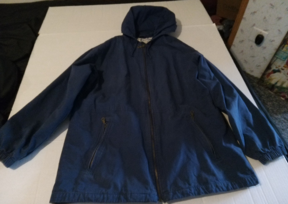 St. Johns Bay Size Medium Women's Blue Hooded Zip Up Jacket